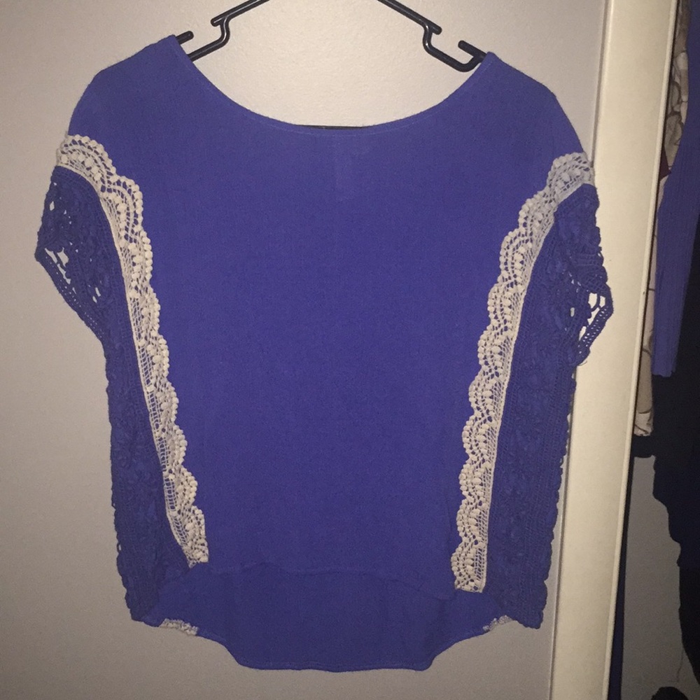 Alya blue and white lace top